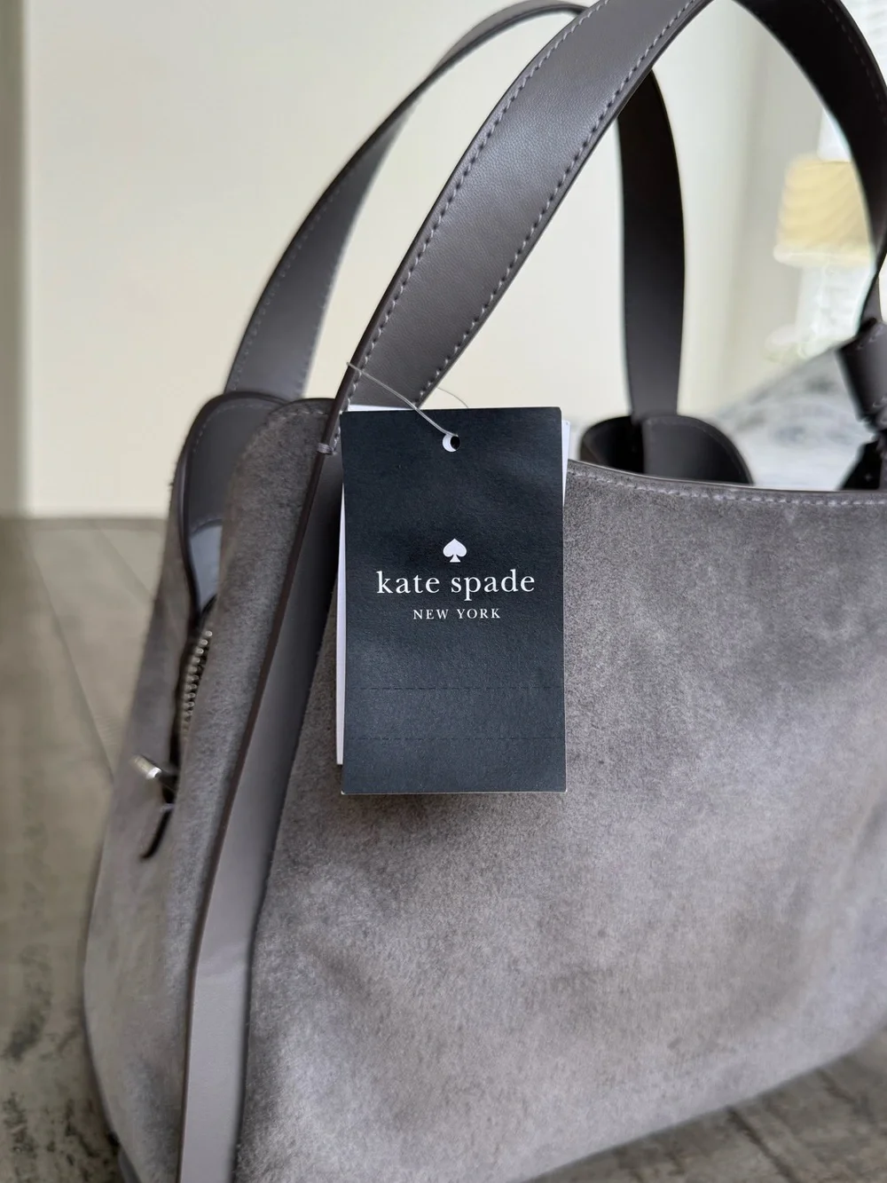 Kate Spade Knott Suede Convertible Carryall Crossbody Satchel Grey Retail $348